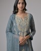 Organza Grey Embroidered Palazzo Suit